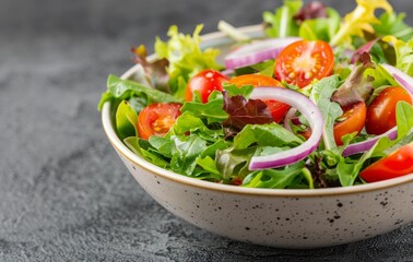 Poster - Fresh Green Salad With Tomatoes and Onions