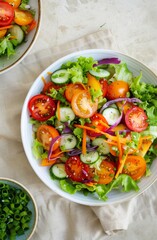 Poster - Fresh Salad With Tomatoes, Cucumbers, and Jalapenos