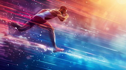 Canvas Print - Athlete Breaking Records with Speed and Determination - A determined athlete pushes himself to the limit, symbolizing speed, determination, ambition, victory, and perseverance.