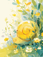 Sticker - snail on a flower