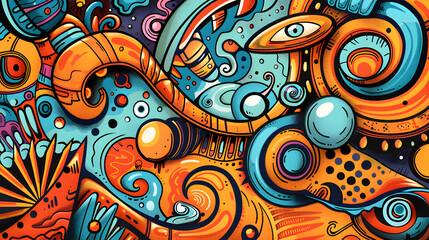 Wall Mural - Doodle art full background illustration