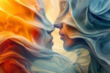 Aufkleber - A vivid and energetic abstract image featuring vibrant colors and swirling forms with a blurred element, creating a sense of movement and intensity. Perfect for modern decor.