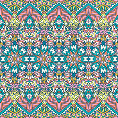 Wall Mural - Vector seamless pattern Ethnic natural muted color print ornamental design. Bohemian style background vintage