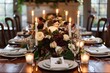 © Simone - Elegant Thanksgiving Table Setting with Candles and Flowers