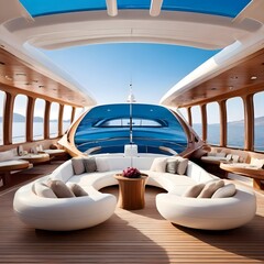 interior of a modern boats  yacht 