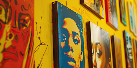 the tangible tide: an array of hand-drawn posters, hung on a vibrant yellow wall