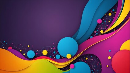 Wall Mural - Abstract colorful background with curves and round shapes, purple backdrop with empty space for text, fantasy design wallpaper