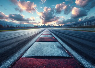 Race Track Under a Dramatic Sunset