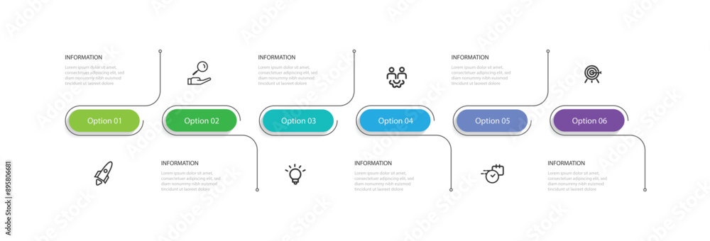 6 step process infographic template with icons suitable for business ...