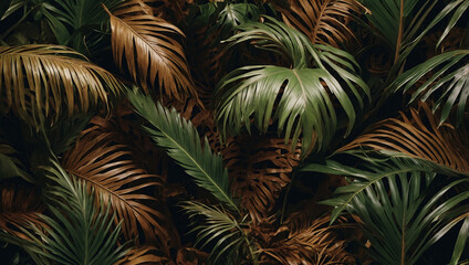 Brown wallpaper featuring tropical leaf texture