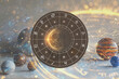© DariaS - astrology and zodiac signs, cosmic background with planets