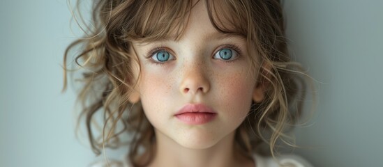 Sticker - Portrait of a Young Girl with Blue Eyes