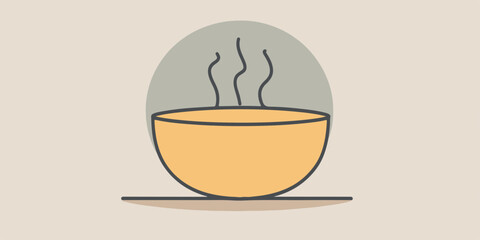 Poster - Minimalist Vector Illustration of a Steaming Bowl