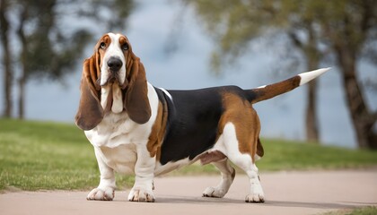 Sticker - A view of a Basset Hound