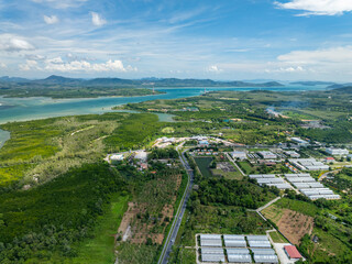 Aerial view tropical sea in Phuket island Thailand,Travel and business tour website background concept