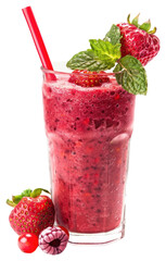 Canvas Print - PNG Refreshing strawberry smoothie with mint