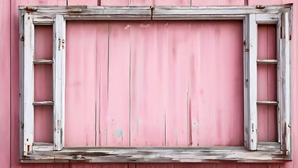 weathered wooden window painted in various colors , rustic details and texture of the window