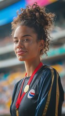 Wall Mural - Women Athletes Receiving Medals at Paris 2024 Olympics Stadium