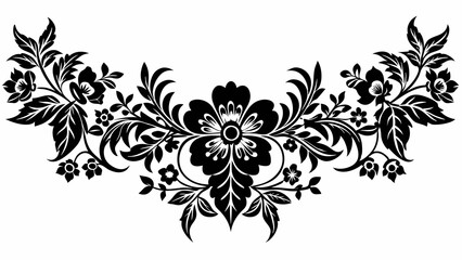 graphic with a black elegant plant ornament on an isolated background