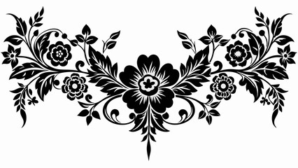 graphic with a black elegant plant ornament on an isolated background