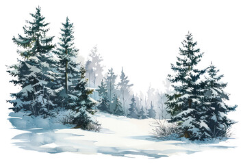 Sticker - PNG  Serene snowy winter forest illustration