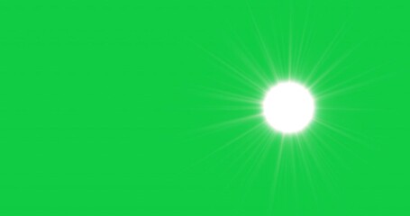 Wall Mural - Sun on a green screen. Seamlessly looped bright sun isolated on green chromakey