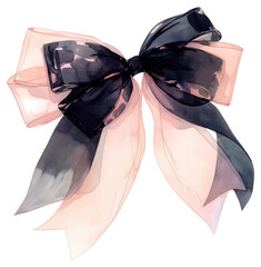 Wall Mural - Elegant watercolor pink black bow