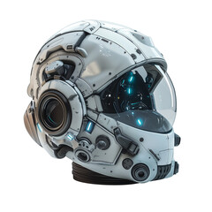 Sci-fi futuristic helmet isolated on transparent or white background 