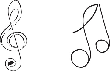 Sticker - Isolated on white background, continuous one line drawing of music symbol. Minimalistic style.