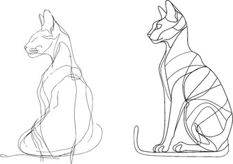 Leinwandbilder - Drawing of a cat in continuous line style. Isolated on white background. Modern illustration.