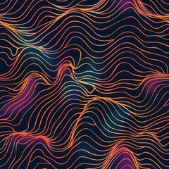 Wall Mural - Vibrant Abstract Wavy Lines on Dark Background