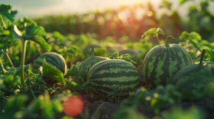 Poster - Watermelon Field at Sunset