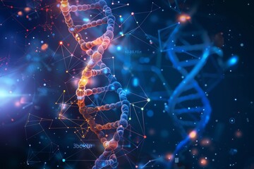 Wall Mural - The double helix of DNA is a very common structure found in DNA molecules. The human genome is researched in genetic engineering laboratories as a part of genetic engineering research.