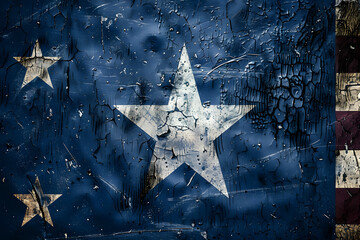 Wall Mural - Close-up of the grunge South Carolina state flag. Dirty South Carolina state flag on a metal surface.