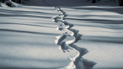 Sticker - A person walking in the snow with a pair of skis, AI