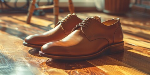 A pair of brown dress shoes, suitable for formal occasions or a classic look.