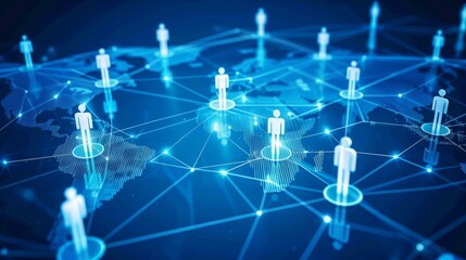 Wall Mural - global network connecting people through social media and technology