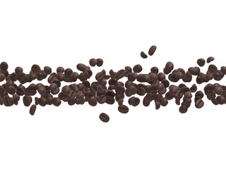 Spread coffee beans on transparent background