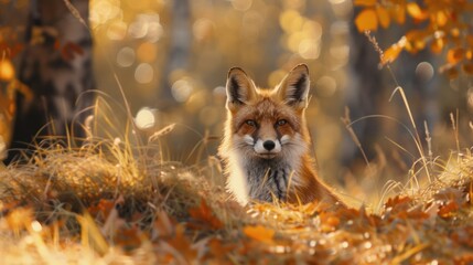 Sticker - Red Fox in Autumnal Forest