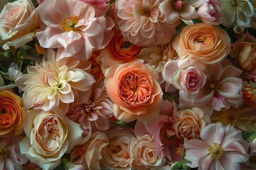 Bouquet of roses. Floral background. Close-up.