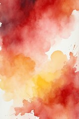 Wall Mural - red to yellow grainy grunge abstract gradient painting watercolor illustration design copy space