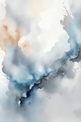 Wall Mural - silver theme color abstract gradient painting watercolor illustration design copy space