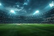 © Lubos Chlubny - Floodlit cricket match held under a dramatic, cloudy evening sky in a stadium.