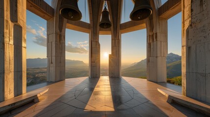 Poster - Golden Hour View from a Bell Tower