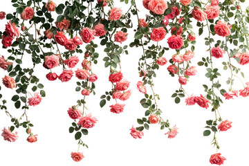 Canvas Print - PNG Hanging pink roses on wall