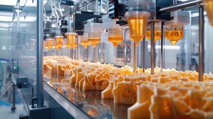 Wall Mural - a bioprinting facility with 3d printers creating intricate tissue scaffolds for regenerative medicin