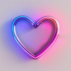 Wall Mural - Neon pink and blue heart on white background