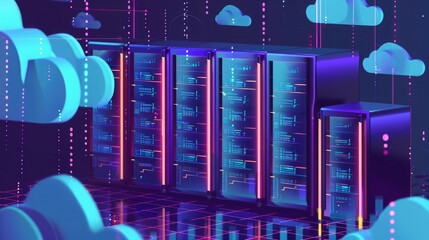 Wall Mural - a cloud computing environment with virtual servers and storage resources, providing scalable and on-