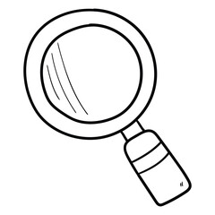 Hand drawn doodle magnifying glass on white background.