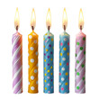 © JMarques - Set of birthday candles with flame, colorful candles, cake decoration. Isolated on transparent background